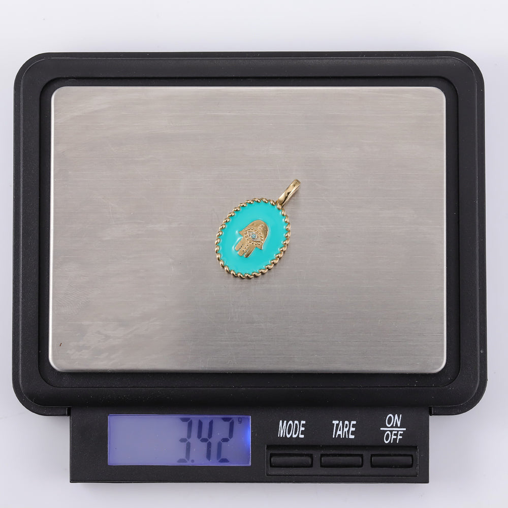 PSS1234 STAINLESS STEEL OVAL PENDANT WITH HAMSA DESIGN AAB CO..