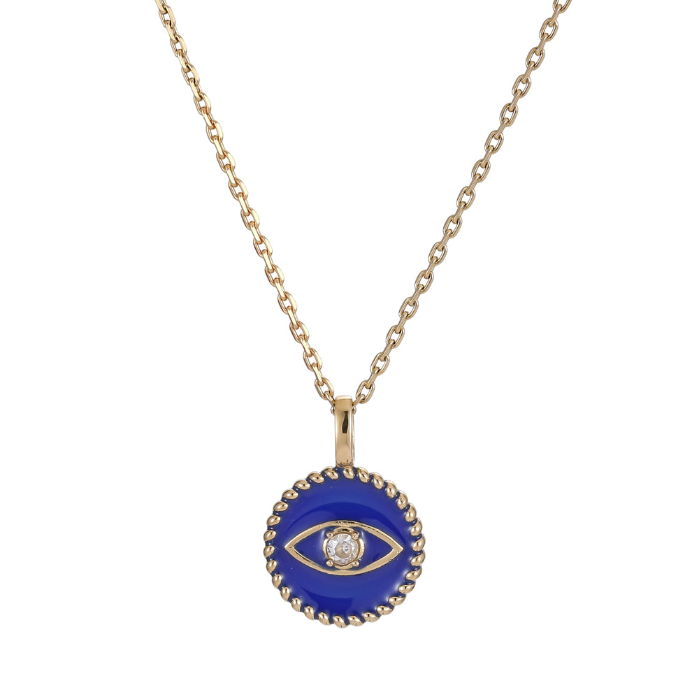 PSS1235 STAINLESS STEEL ROUND PENDANT WITH EVIL EYE DESIGN AAB CO..