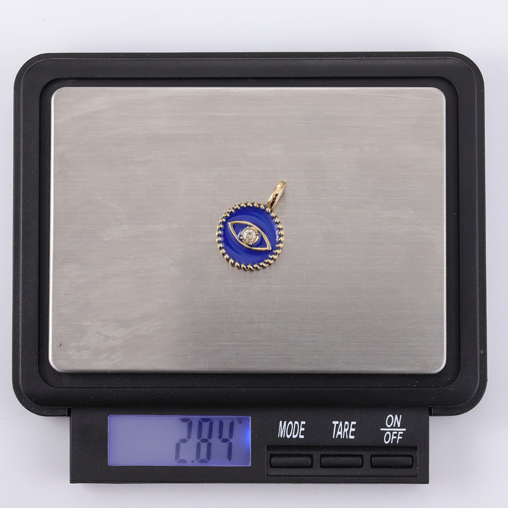 PSS1235 STAINLESS STEEL ROUND PENDANT WITH EVIL EYE DESIGN AAB CO..
