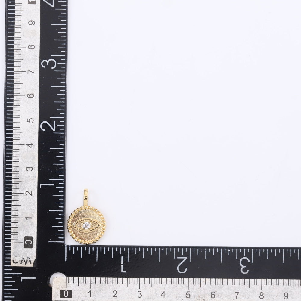 PSS1235 STAINLESS STEEL ROUND PENDANT WITH EVIL EYE DESIGN