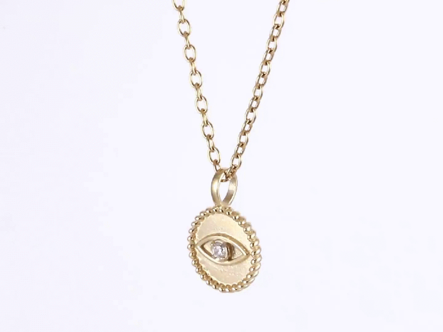 PSS1235 STAINLESS STEEL ROUND PENDANT WITH EVIL EYE DESIGN