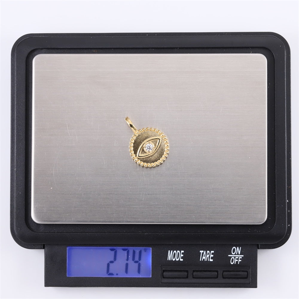 PSS1235 STAINLESS STEEL ROUND PENDANT WITH EVIL EYE DESIGN