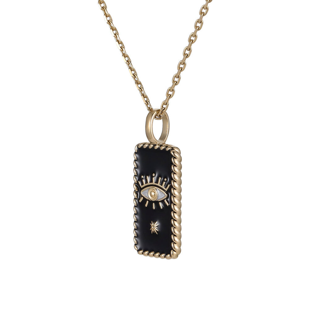 PSS1237 STAINLESS STEEL RECTANGLE PENDANT WITH EVIL EYE DESIGN AAB CO..