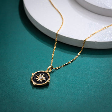 PSS1239 STAINLESS STEEL COMPSS PENDANT WITH EPOXY & CZ AAB CO..