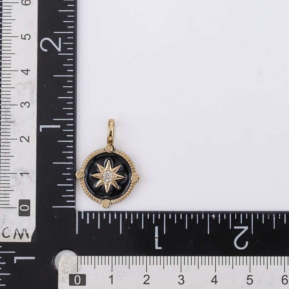 PSS1239 STAINLESS STEEL COMPSS PENDANT WITH EPOXY & CZ AAB CO..