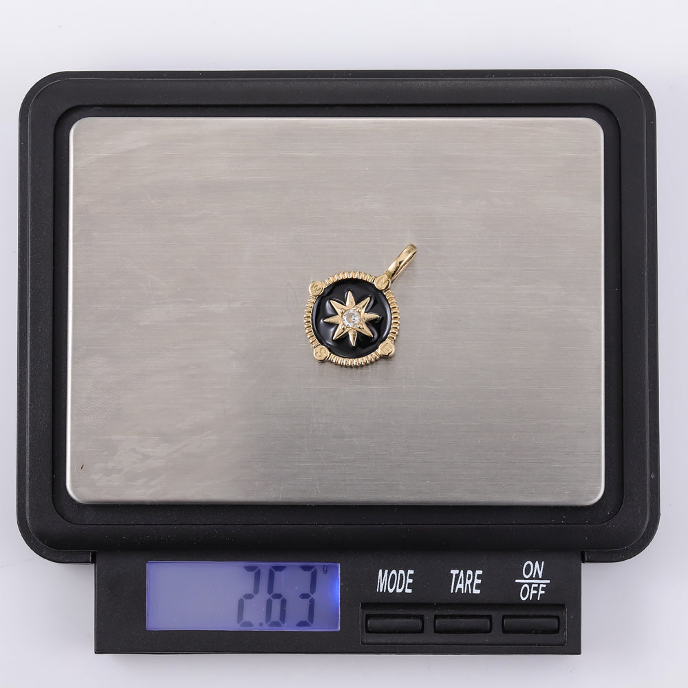 PSS1239 STAINLESS STEEL COMPSS PENDANT WITH EPOXY & CZ AAB CO..