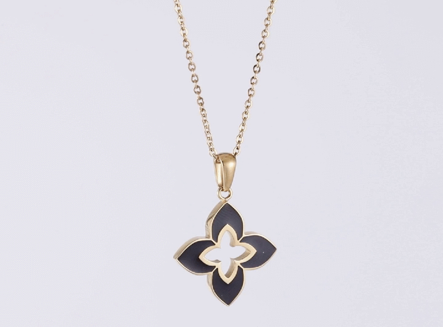 PSS1240 STAINLESS STEEL FLOWER SHAPE PENDANT WITH EPOXY AAB CO..