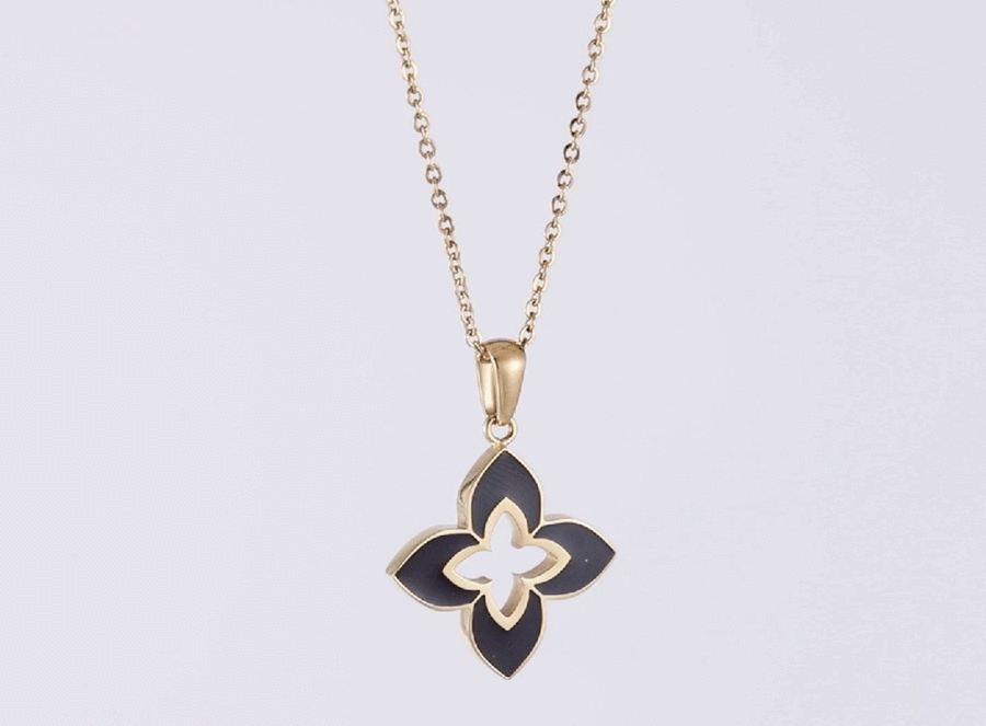 PSS1240 STAINLESS STEEL FLOWER SHAPE PENDANT WITH EPOXY