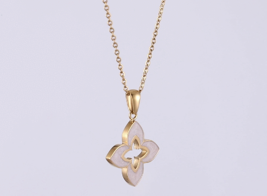 PSS1240 STAINLESS STEEL FLOWER SHAPE PENDANT WITH EPOXY AAB CO..