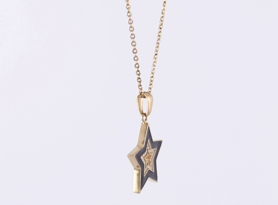PSS1241 STAINLESS STEEL STAR SHAPE PENDANT WITH EPOXY & CZ AAB CO..