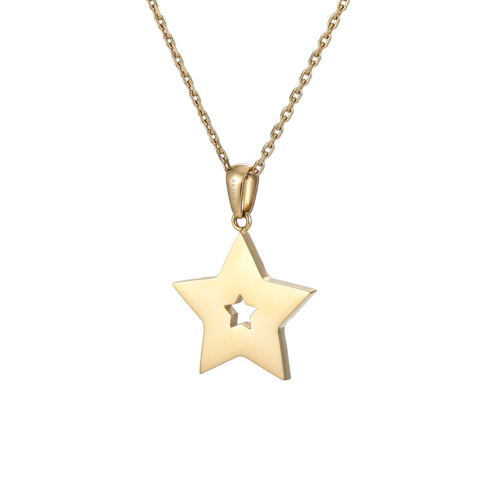 PSS1241 STAINLESS STEEL STAR SHAPE PENDANT WITH EPOXY & CZ AAB CO..