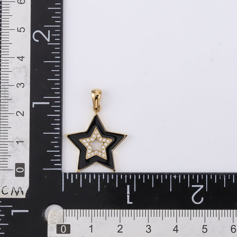 PSS1241 STAINLESS STEEL STAR SHAPE PENDANT WITH EPOXY & CZ AAB CO..