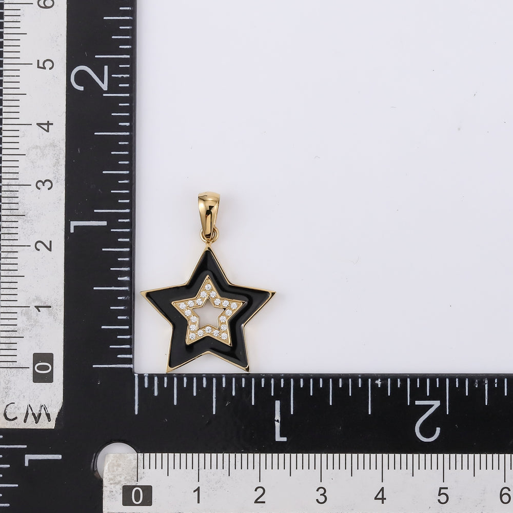 PSS1241 STAINLESS STEEL STAR SHAPE PENDANT WITH EPOXY & CZ