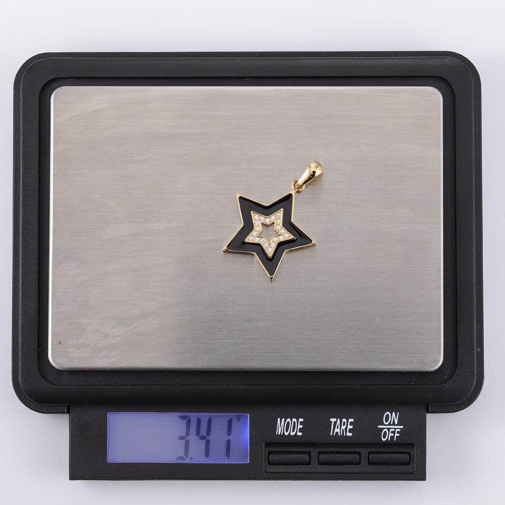 PSS1241 STAINLESS STEEL STAR SHAPE PENDANT WITH EPOXY & CZ AAB CO..