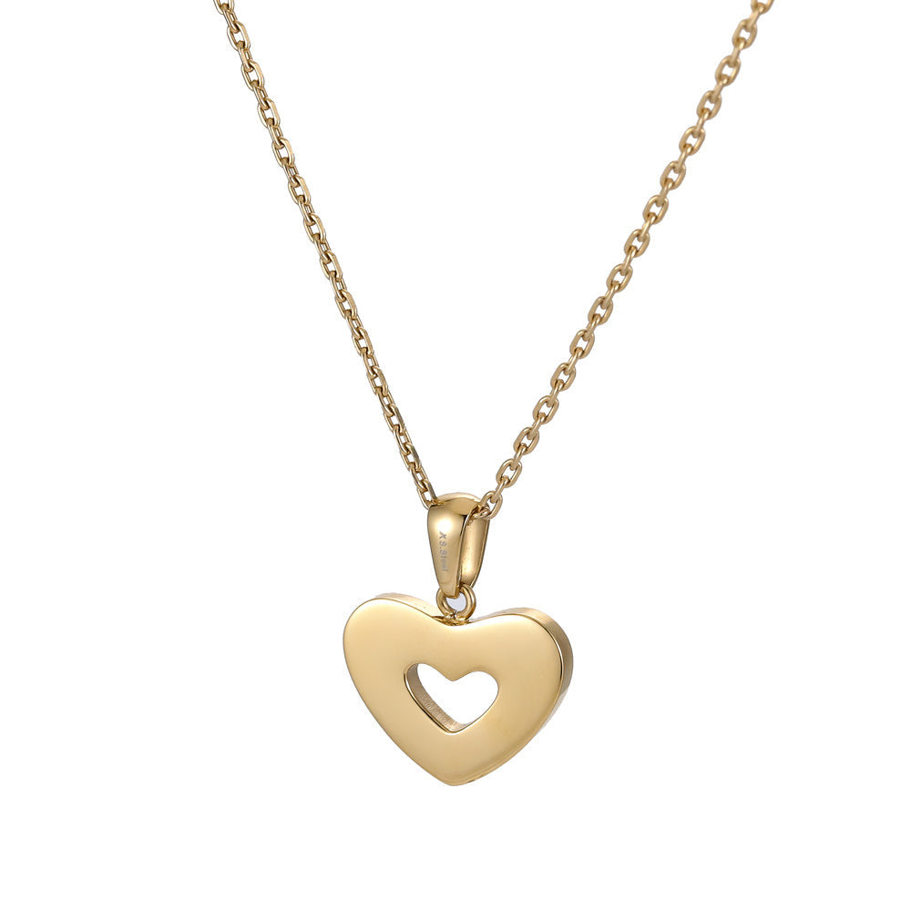 PSS1242 STAINLESS STEEL HEART SHAPE PENDANT WITH EPOXY & CZ AAB CO..