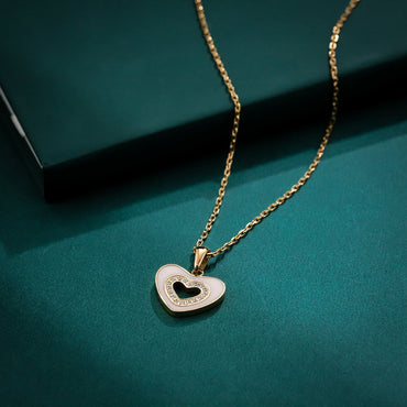 PSS1242 STAINLESS STEEL HEART SHAPE PENDANT WITH EPOXY & CZ AAB CO..