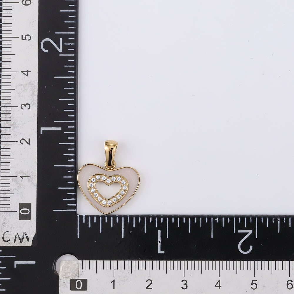 PSS1242 STAINLESS STEEL HEART SHAPE PENDANT WITH EPOXY & CZ AAB CO..