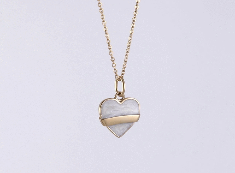 PSS1255 STAINLESS STEEL HEART SHAPE PENDANT WITH EPOXY AAB CO..