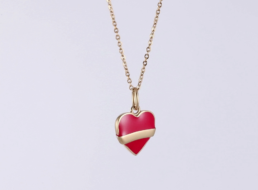 PSS1255 STAINLESS STEEL HEART SHAPE PENDANT WITH EPOXY AAB CO..
