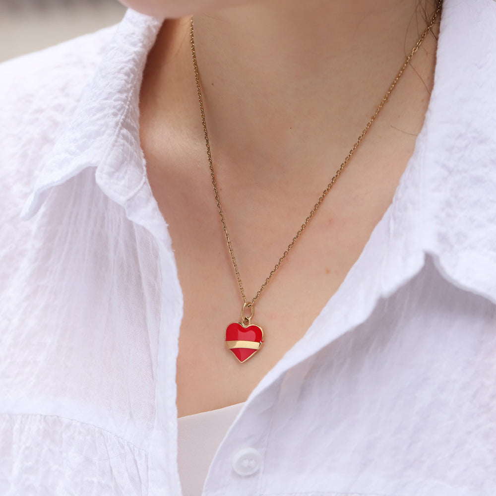 PSS1255 STAINLESS STEEL HEART SHAPE PENDANT WITH EPOXY AAB CO..