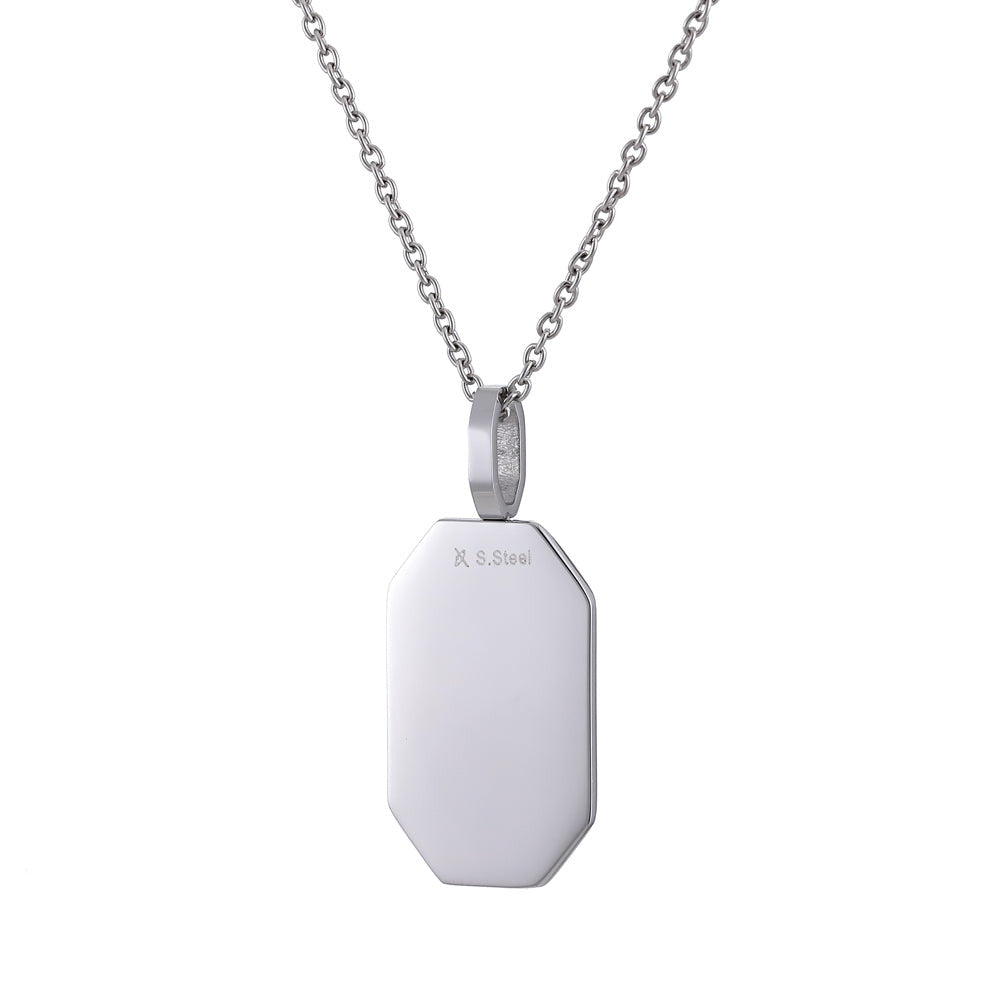 PSS1258 STAINLESS STEEL RECTANGLE PENDANT WITH CZ AAB CO..