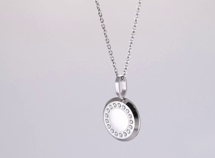 PSS1259 STAINLESS STEEL ROUND PENDANT WITH CZ AAB CO..