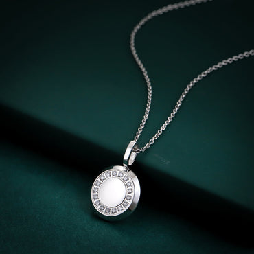 PSS1259 STAINLESS STEEL ROUND PENDANT WITH CZ AAB CO..