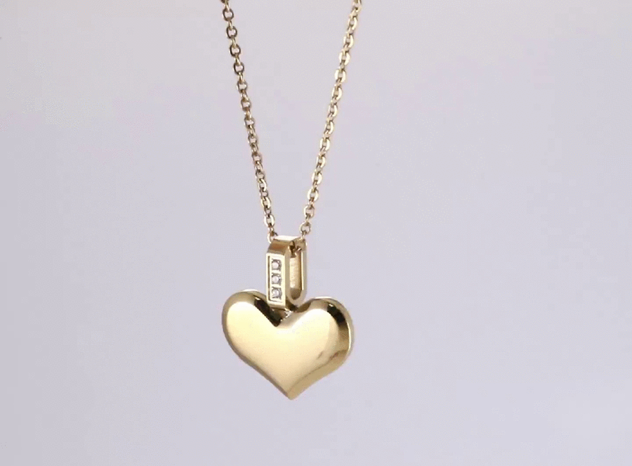 PSS1260 STAINLESS STEEL HEART SHAPE PENDANT WITH CZ