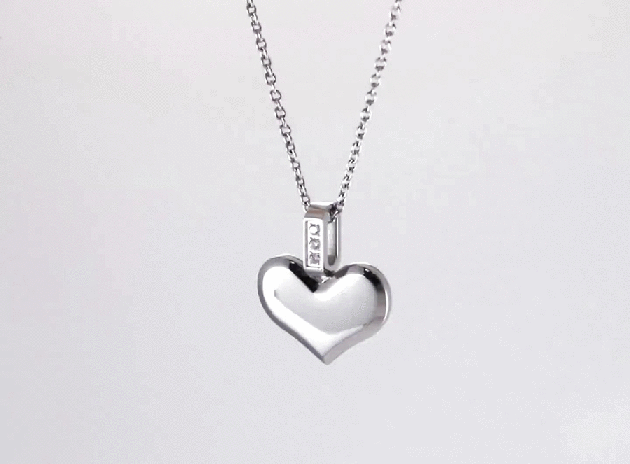 PSS1260 STAINLESS STEEL HEART SHAPE PENDANT WITH CZ