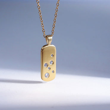 PSS1268 STAINLESS STEEL RECTANGLE PENDANT WITH CZ AAB CO..