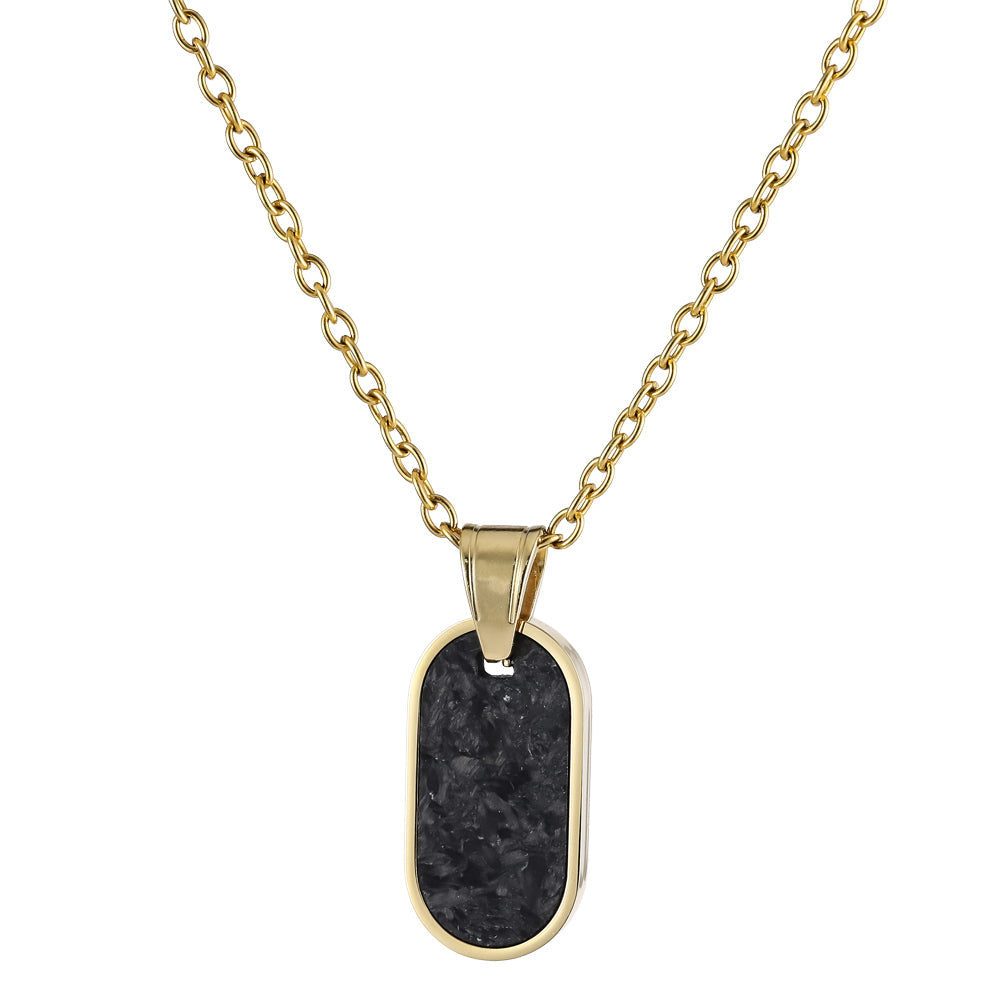 PSS1275 STAINLESS STEEL OVAL PENDANT WITH FORGED CARBON