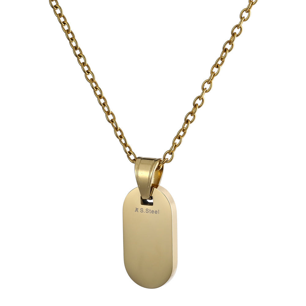 PSS1275 STAINLESS STEEL OVAL PENDANT WITH FORGED CARBON
