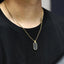 PSS1275 STAINLESS STEEL OVAL PENDANT WITH FORGED CARBON