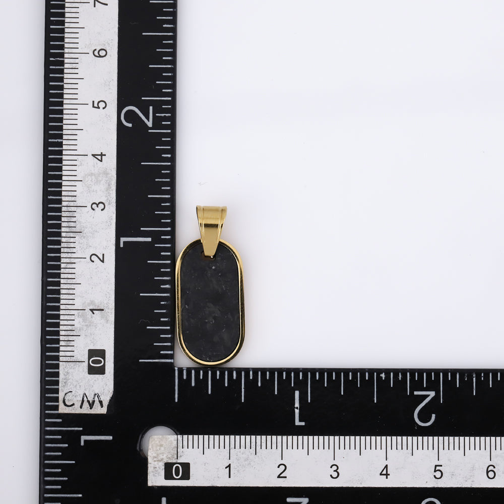 PSS1275 STAINLESS STEEL OVAL PENDANT WITH FORGED CARBON