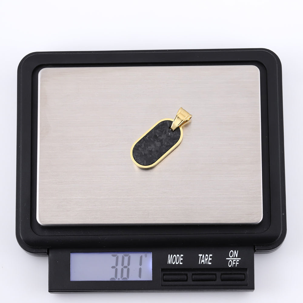 PSS1275 STAINLESS STEEL OVAL PENDANT WITH FORGED CARBON