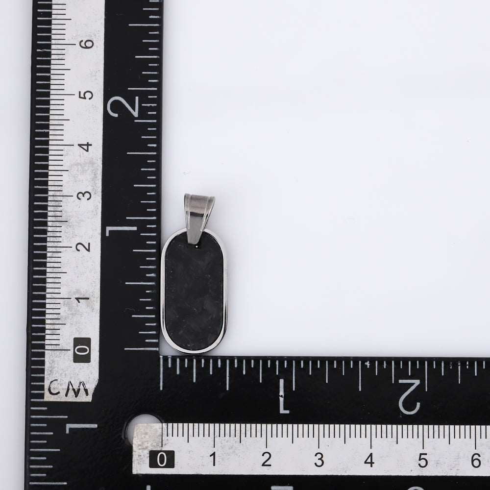 PSS1275 STAINLESS STEEL OVAL PENDANT WITH FORGED CARBON