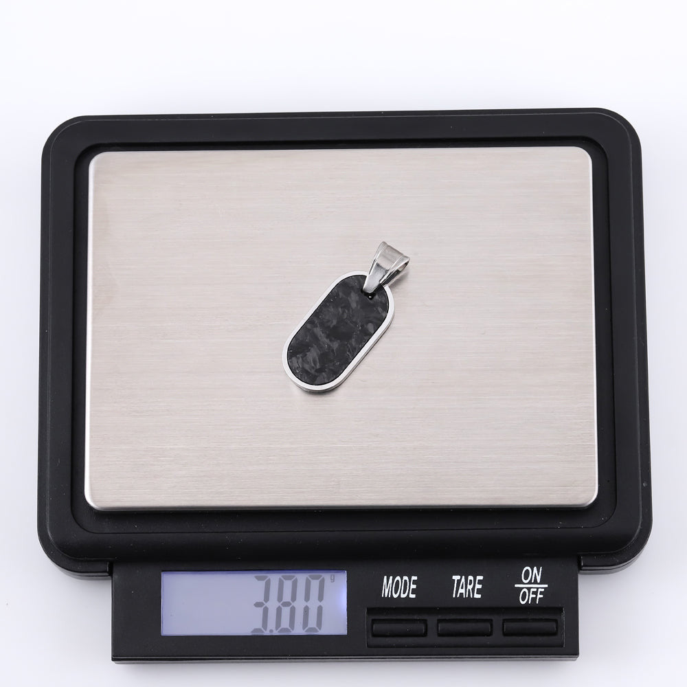 PSS1275 STAINLESS STEEL OVAL PENDANT WITH FORGED CARBON