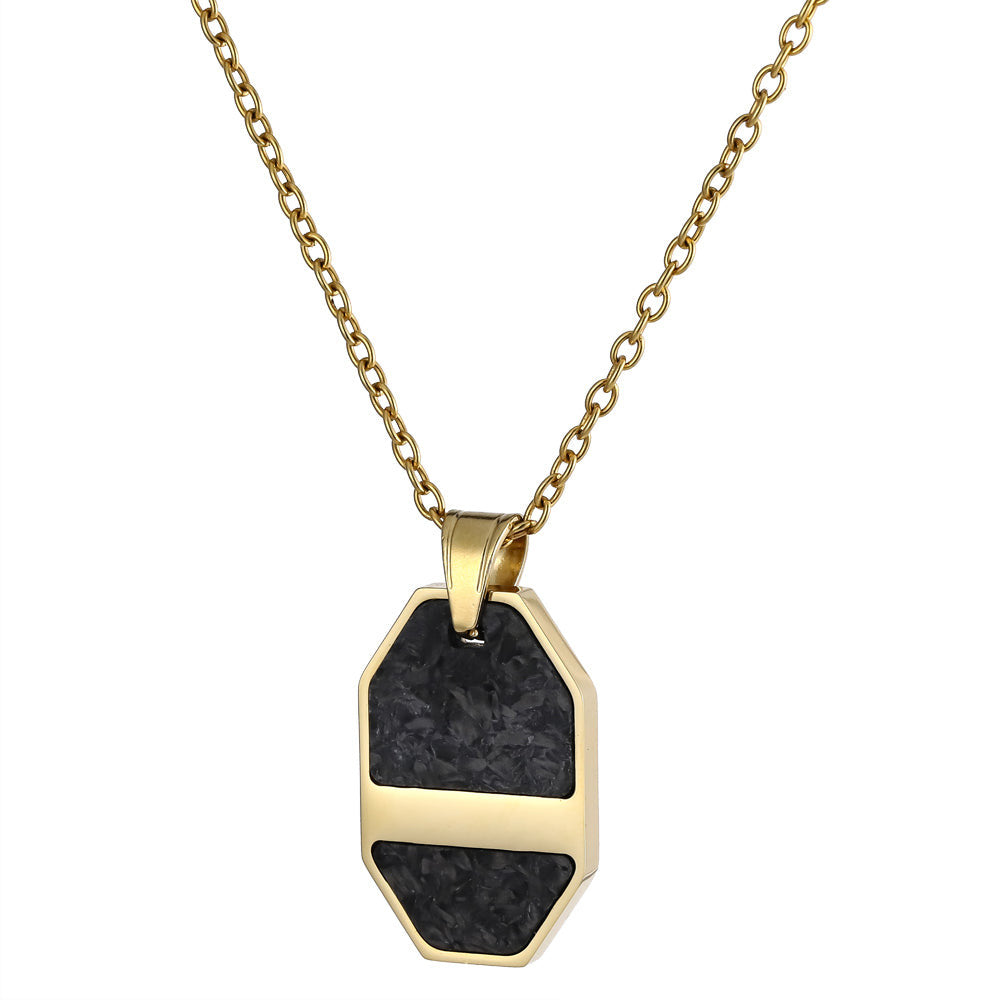 PSS1276 STAINLESS STEEL PENDANT WITH FORGED CARBON