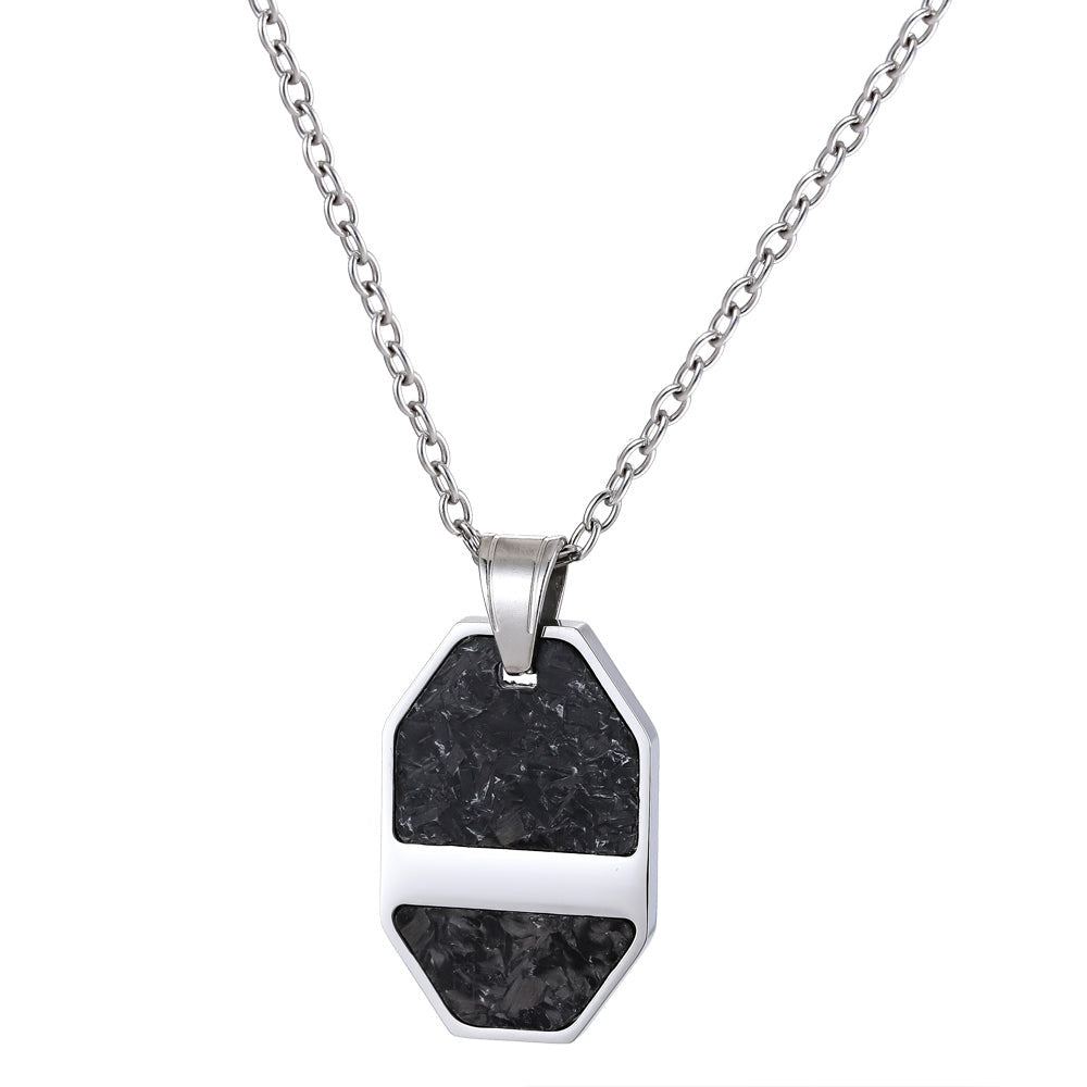 PSS1276 STAINLESS STEEL PENDANT WITH FORGED CARBON