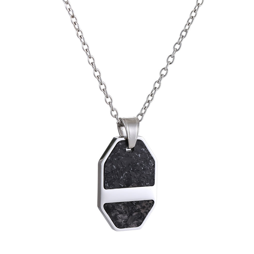 PSS1276 STAINLESS STEEL PENDANT WITH FORGED CARBON