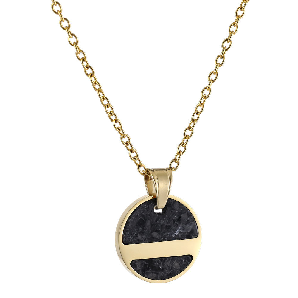 PSS1277 STAINLESS STEEL ROUND PENDANT WITH FORGED CARBON AAB CO..