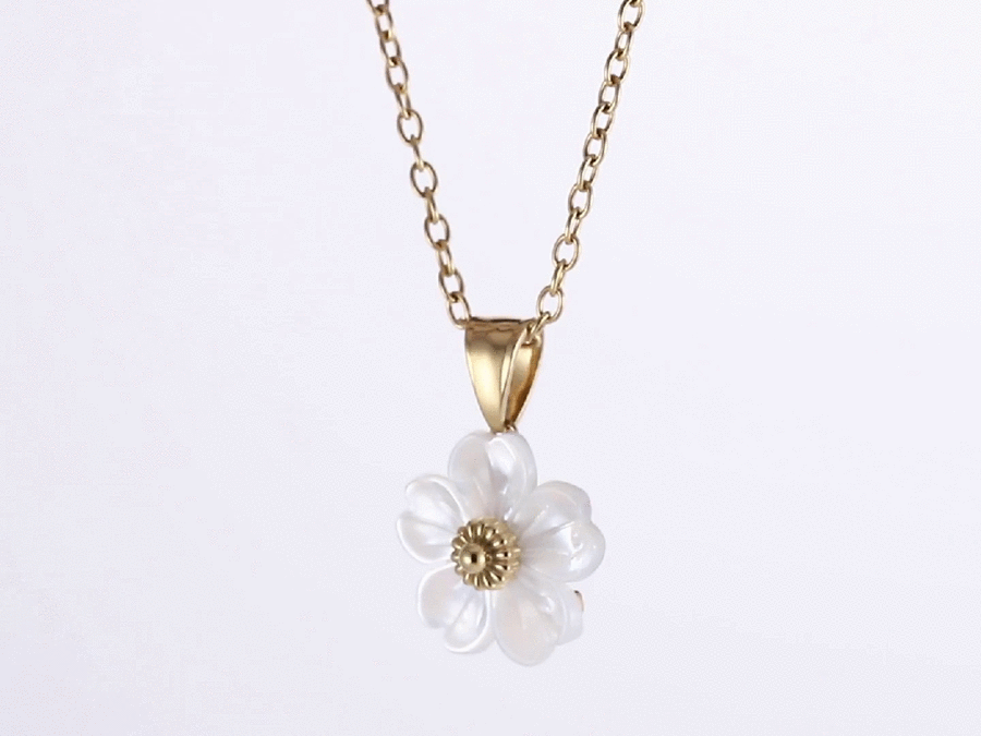 PSS1280 STAINLESS STEEL PENDANT WITH MOP FLOWER