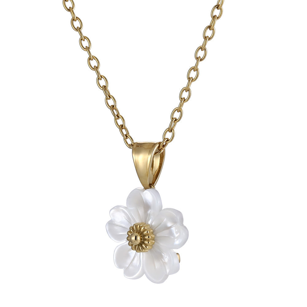 PSS1280 STAINLESS STEEL PENDANT WITH MOP FLOWER