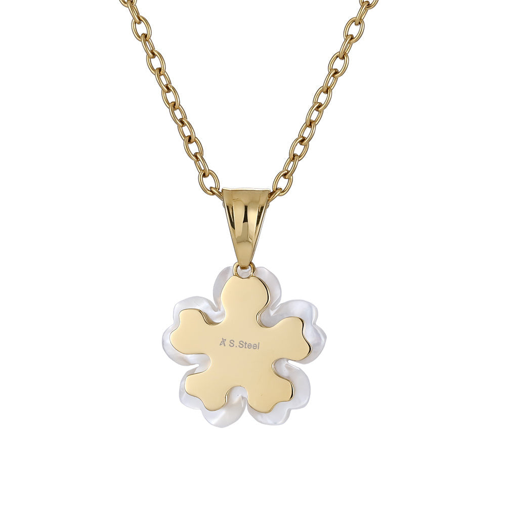 PSS1280 STAINLESS STEEL PENDANT WITH MOP FLOWER