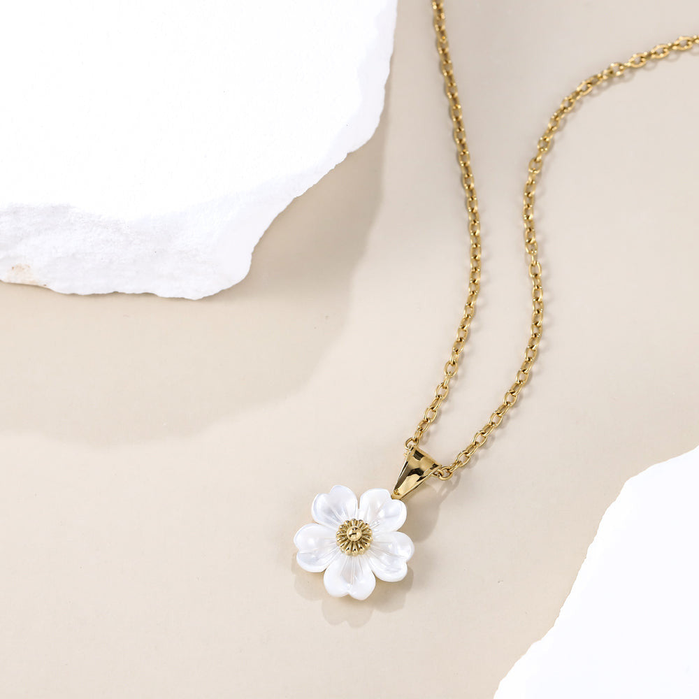 PSS1280 STAINLESS STEEL PENDANT WITH MOP FLOWER