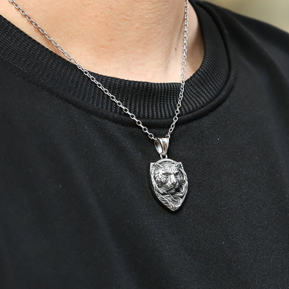 PSS1291 STAINLESS STEEL PENDANT WITH TIGER