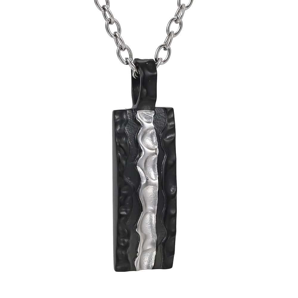 PSS1307 STAINLESS STEEL PENDANT WITH ROCK SURFACE