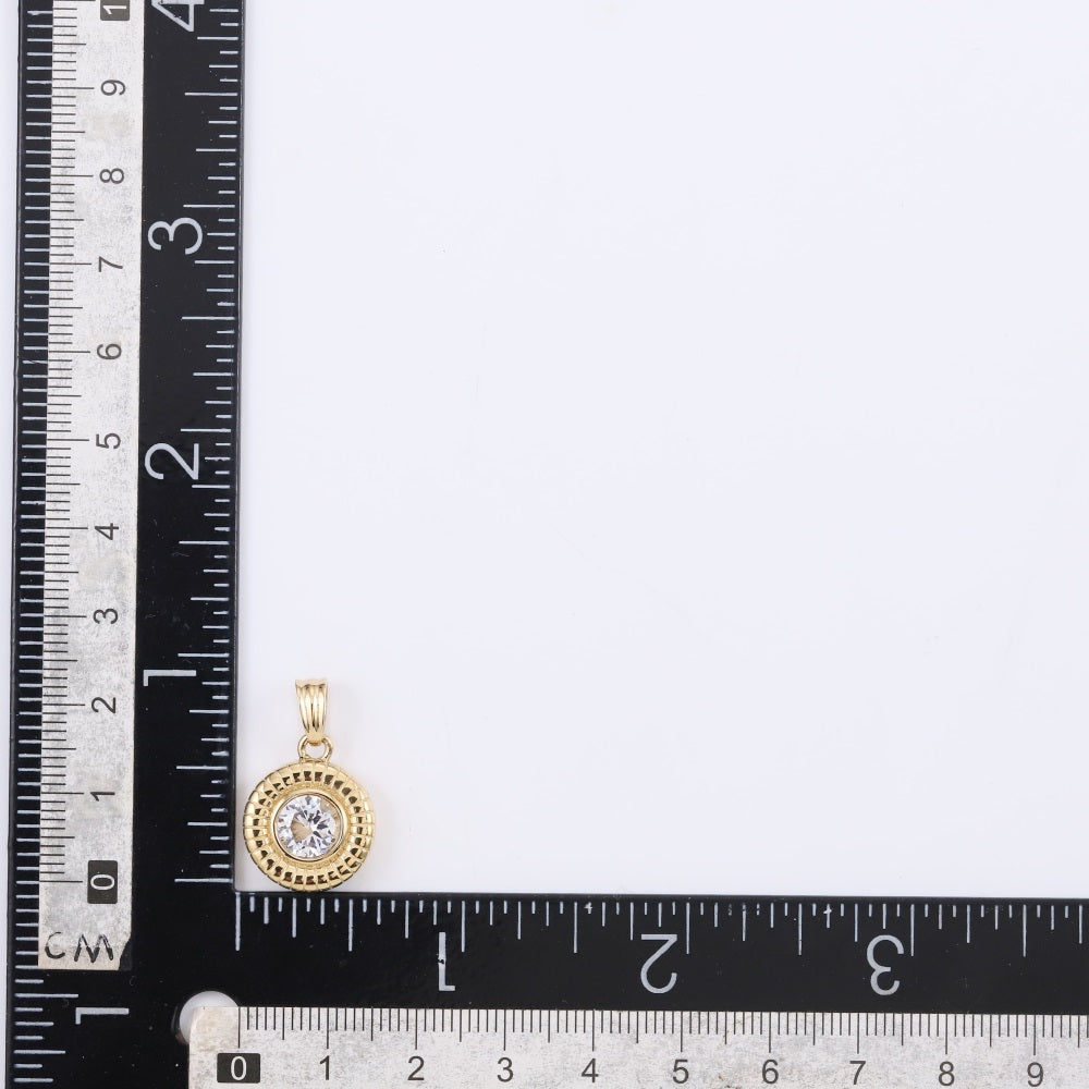PSS1319 STAINLESS STEEL ROUND PENDANT WITH CZ