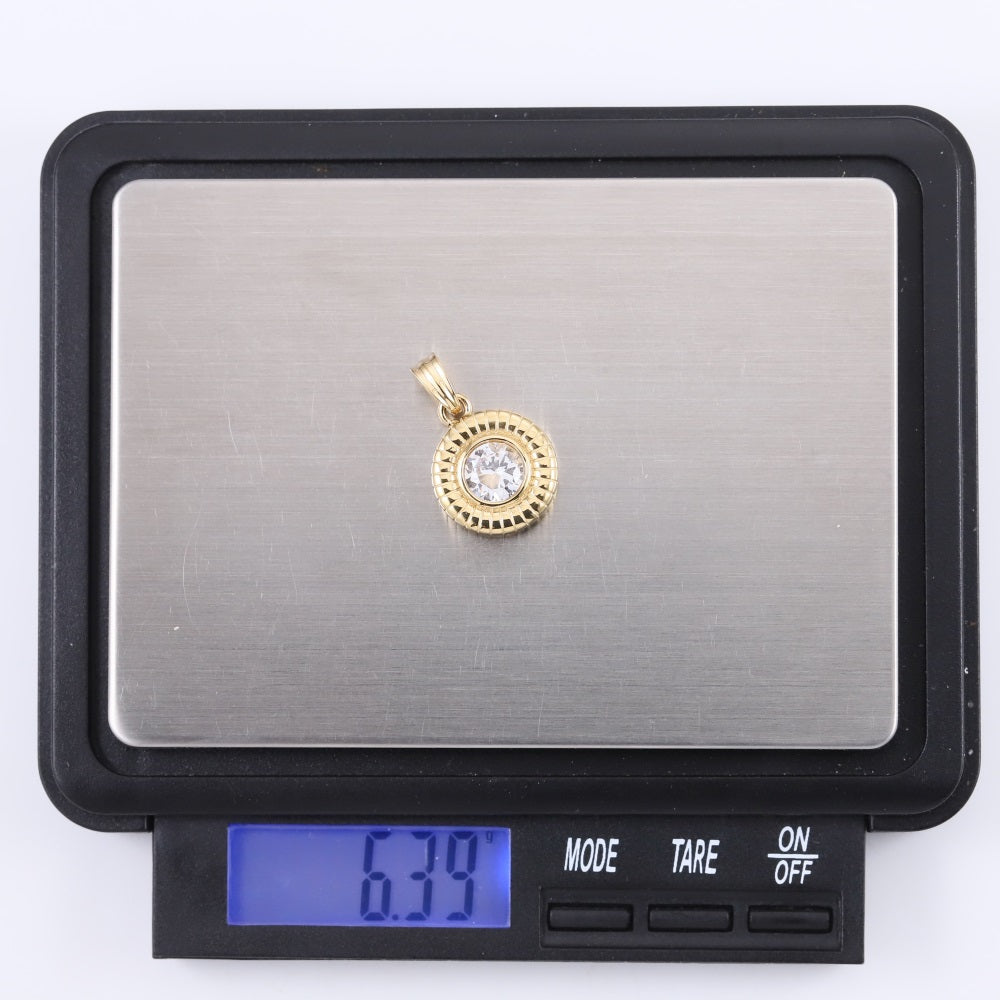 PSS1319 STAINLESS STEEL ROUND PENDANT WITH CZ