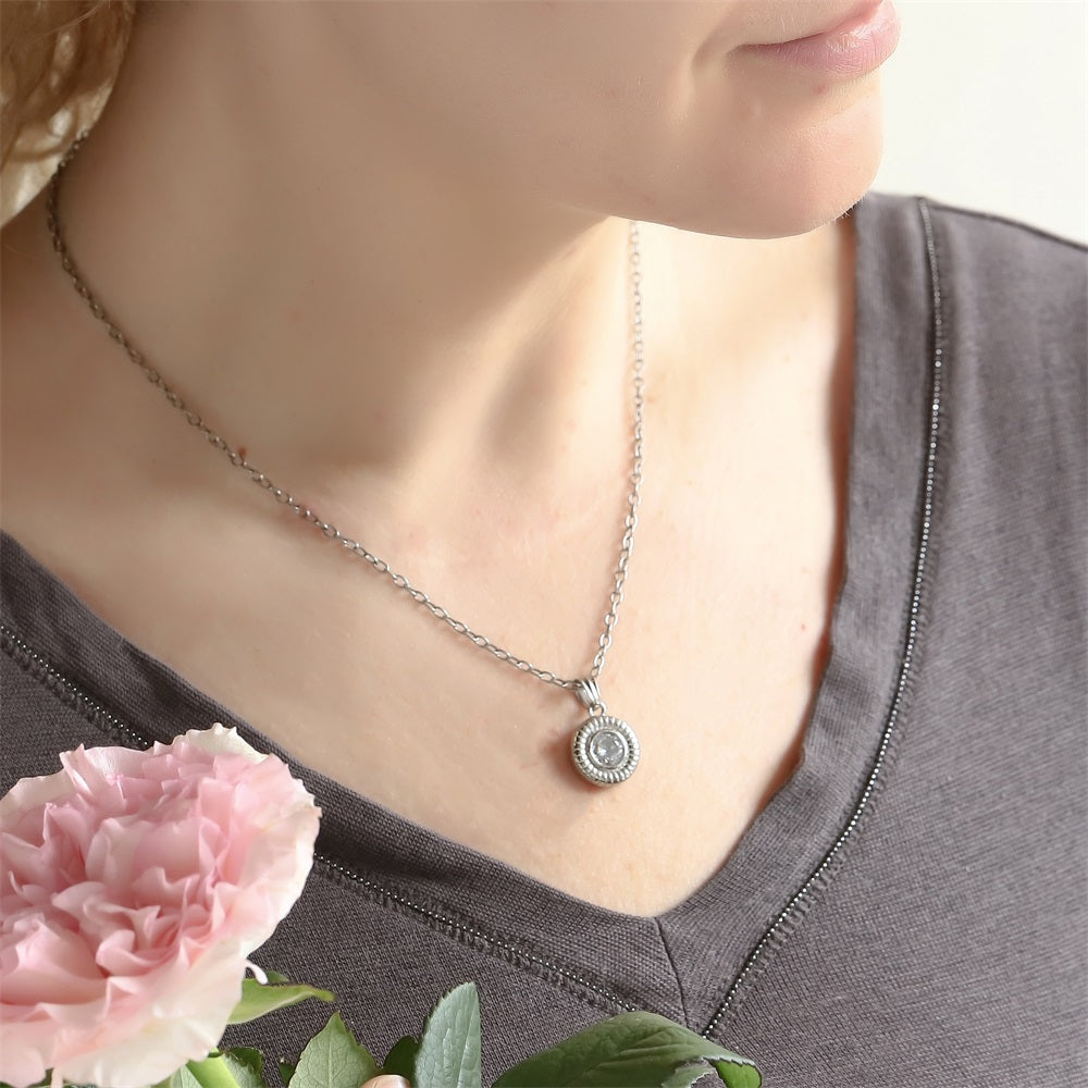 PSS1319 STAINLESS STEEL ROUND PENDANT WITH CZ